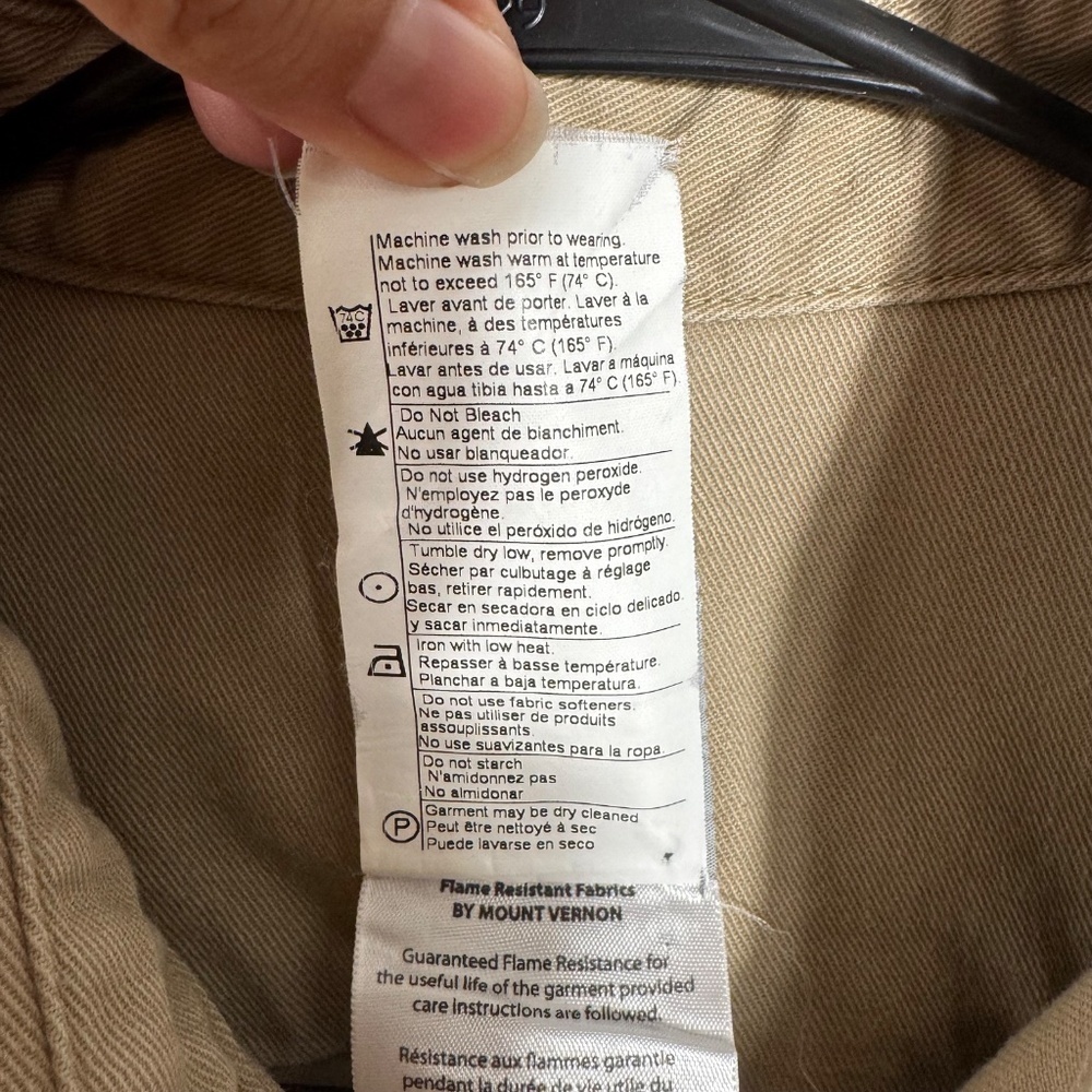 Carhartt FR FRS160 Twill Work Shirt LG Flame Resistant NFPA 70E Khaki - Picture 6 of 11